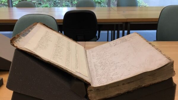 Volume displayed on table in archive