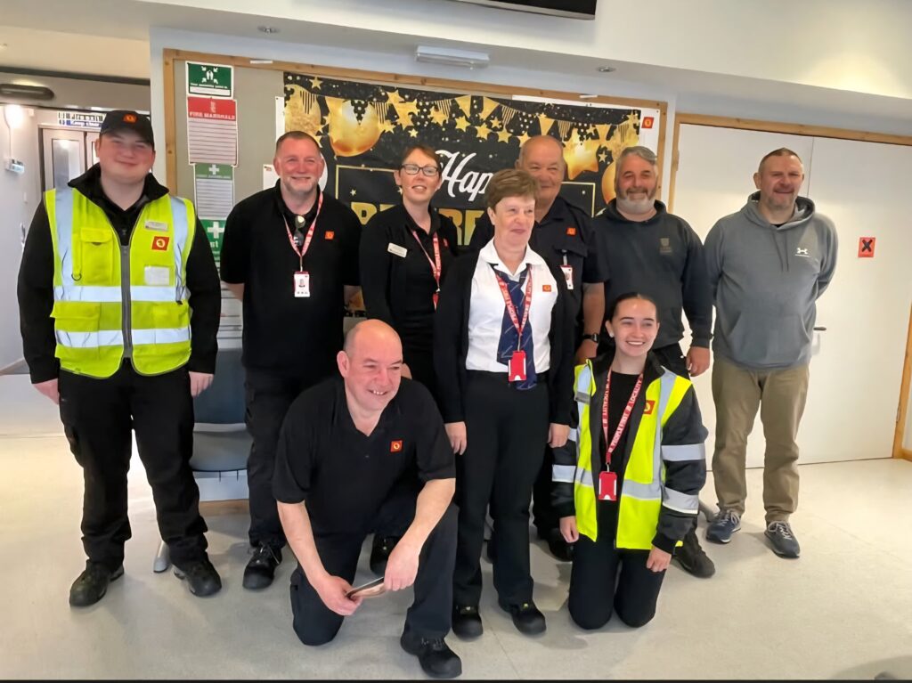 Moira MacIver (mid back) with the Lochmaddy CalMac Team
